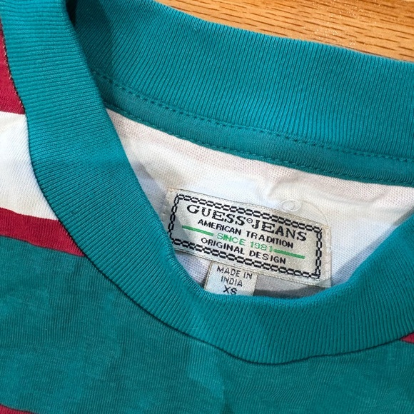Guess Colorful Striped Tee in Red and Teal - Picture 2 of 2